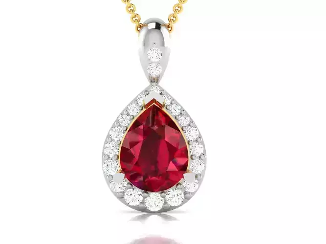 Solitaire Pear Diamond Pendants 3dm STL OBJ FBX Render Details 3D print model