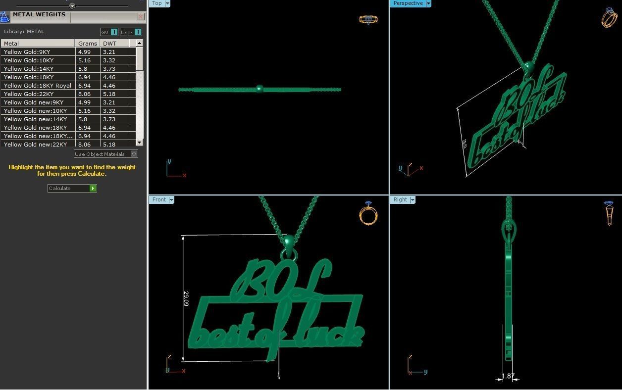 Bos Best of Luck Pendants 3dm STL OBJ FBX Render Details 3D print model_6