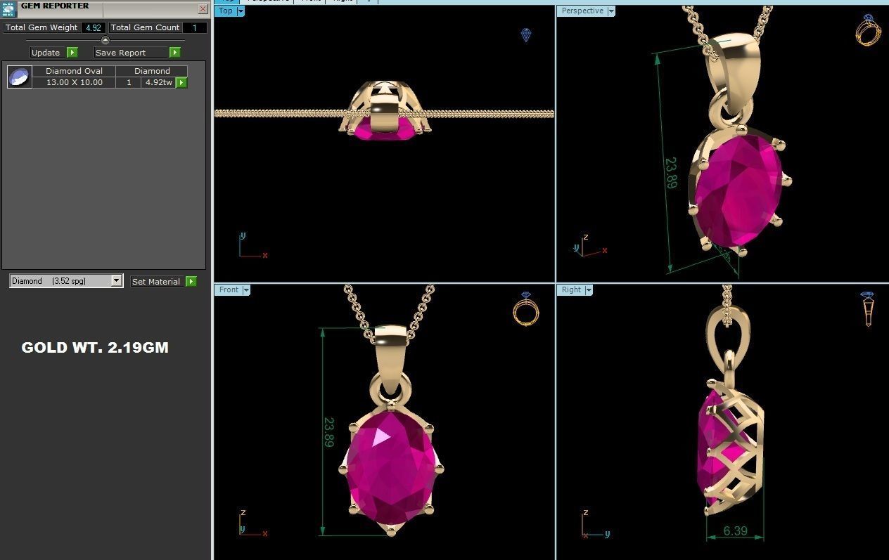 Oval Stone Pendants 3dm STL OBJ FBX Render Details 3D print model_6