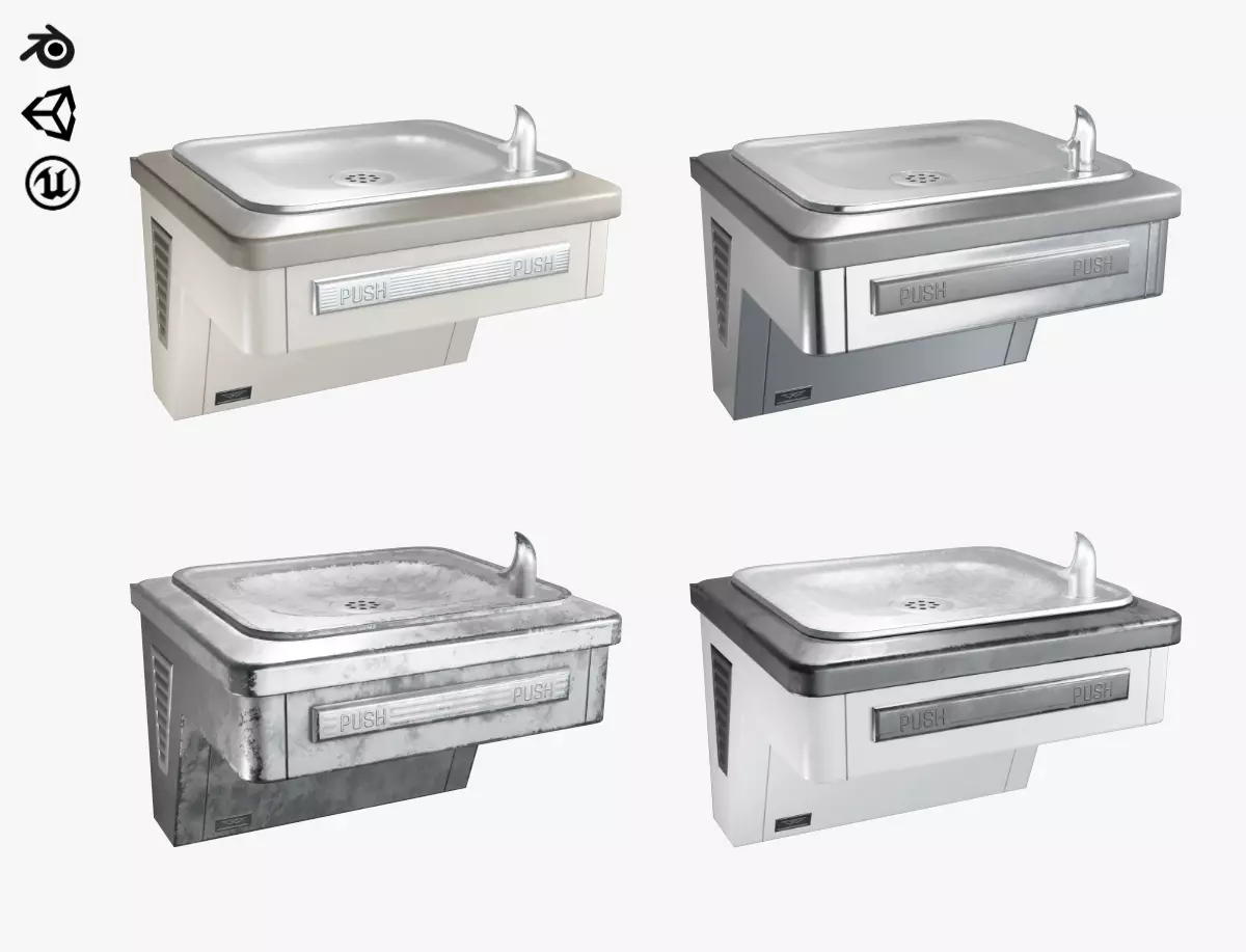 Drinking Fountain Low-poly 3D model_0