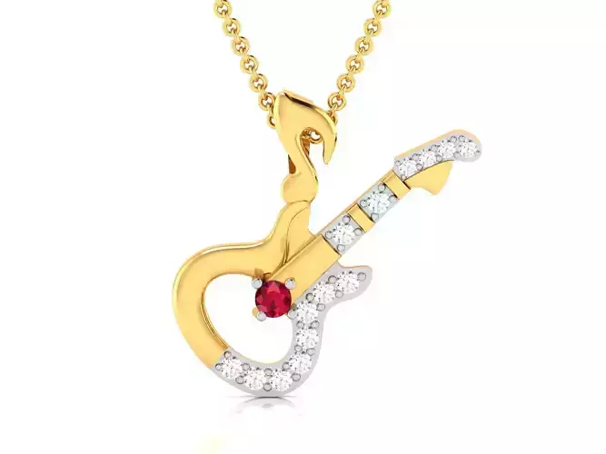 Solitaire Guitar Pendants 3dm STL OBJ FBX Render Details