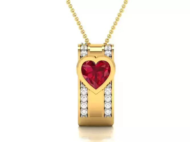 Solitaire Heart Pendants 3dm STL OBJ FBX Render Details