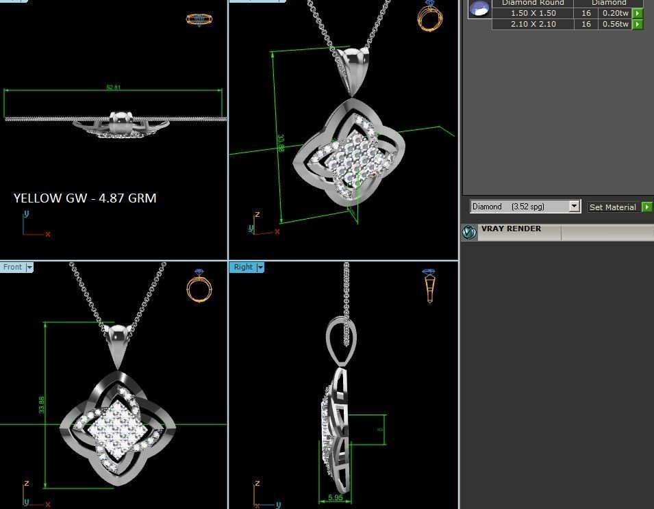 Solitaire Women Pendants 3dm STL OBJ FBX Render Details 3D print model_5