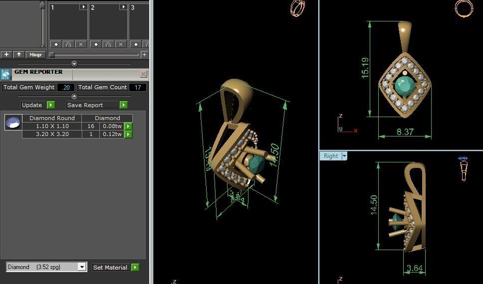 Solitaire Women Pendants 3dm STL OBJ FBX Render Details 3D print model_6