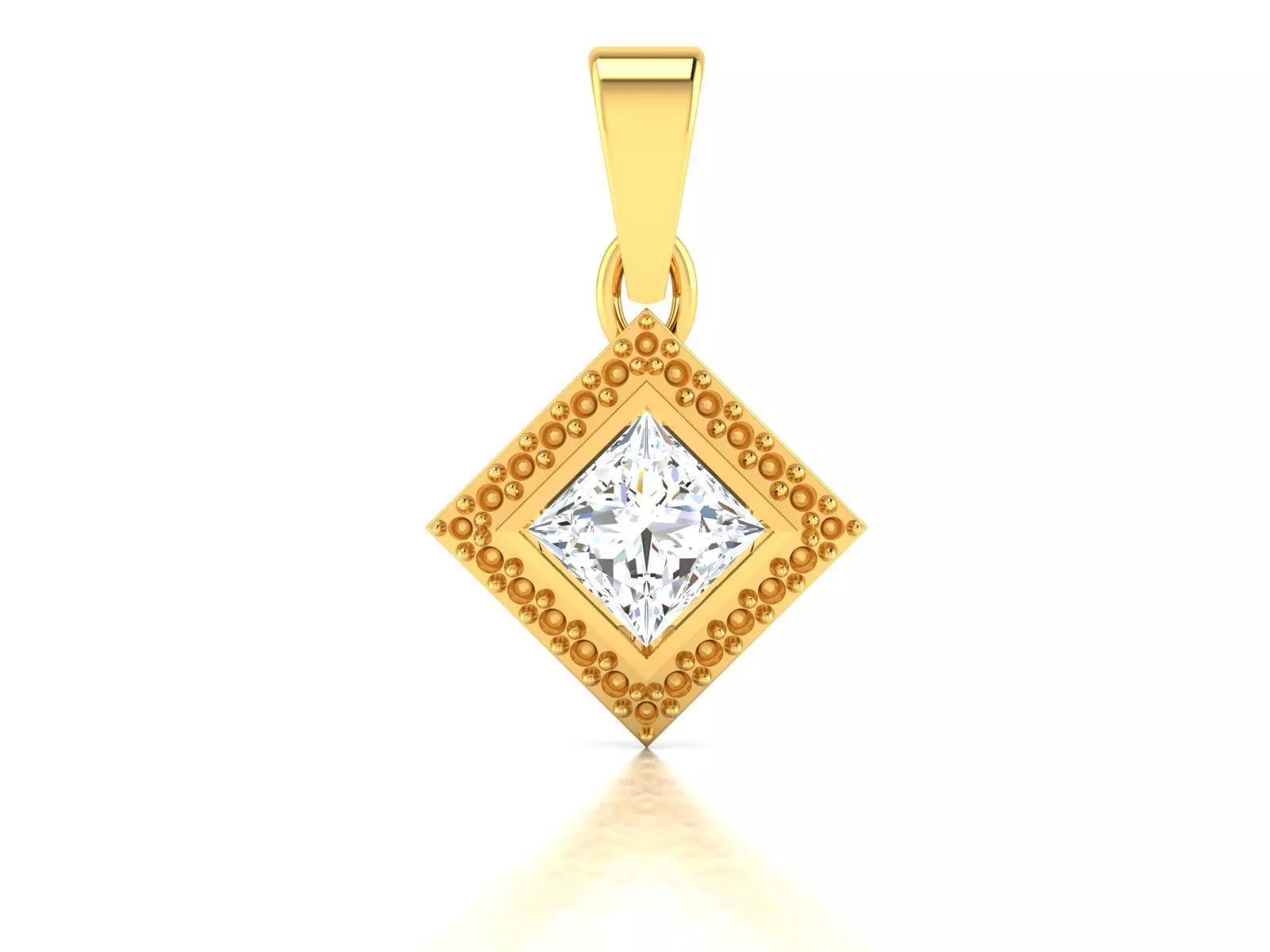 Solitaire Women Princess Pendants 3dm STL OBJ FBX Render Details 3D print model