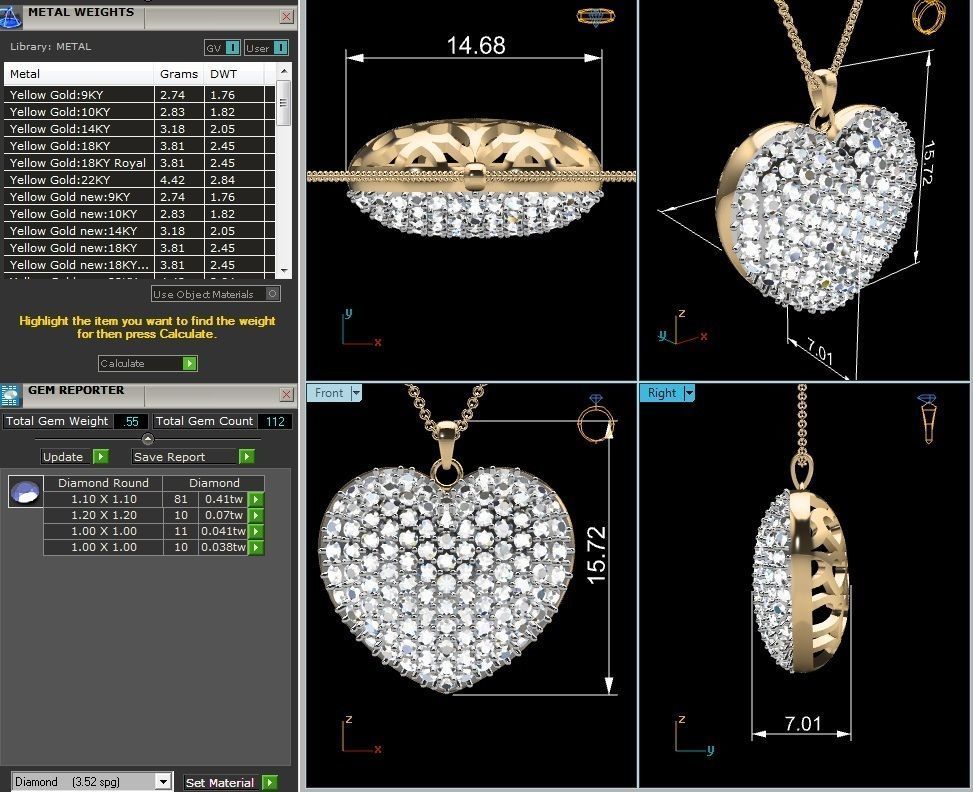 Solitaire Women Heart Pendants 3dm STL OBJ FBX Render Details 3D print model_2