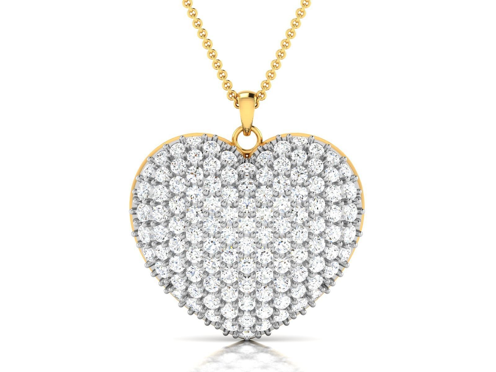 Solitaire Women Heart Pendants 3dm STL OBJ FBX Render Details 3D print model_1