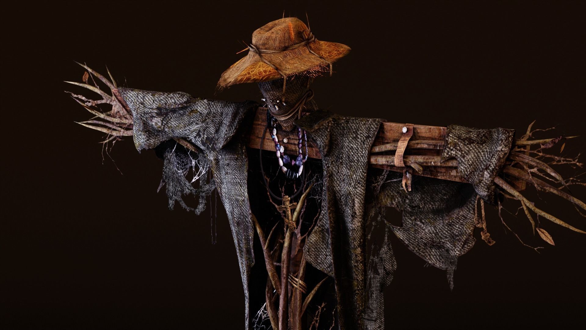Scarecrow Low-poly 3D model_4