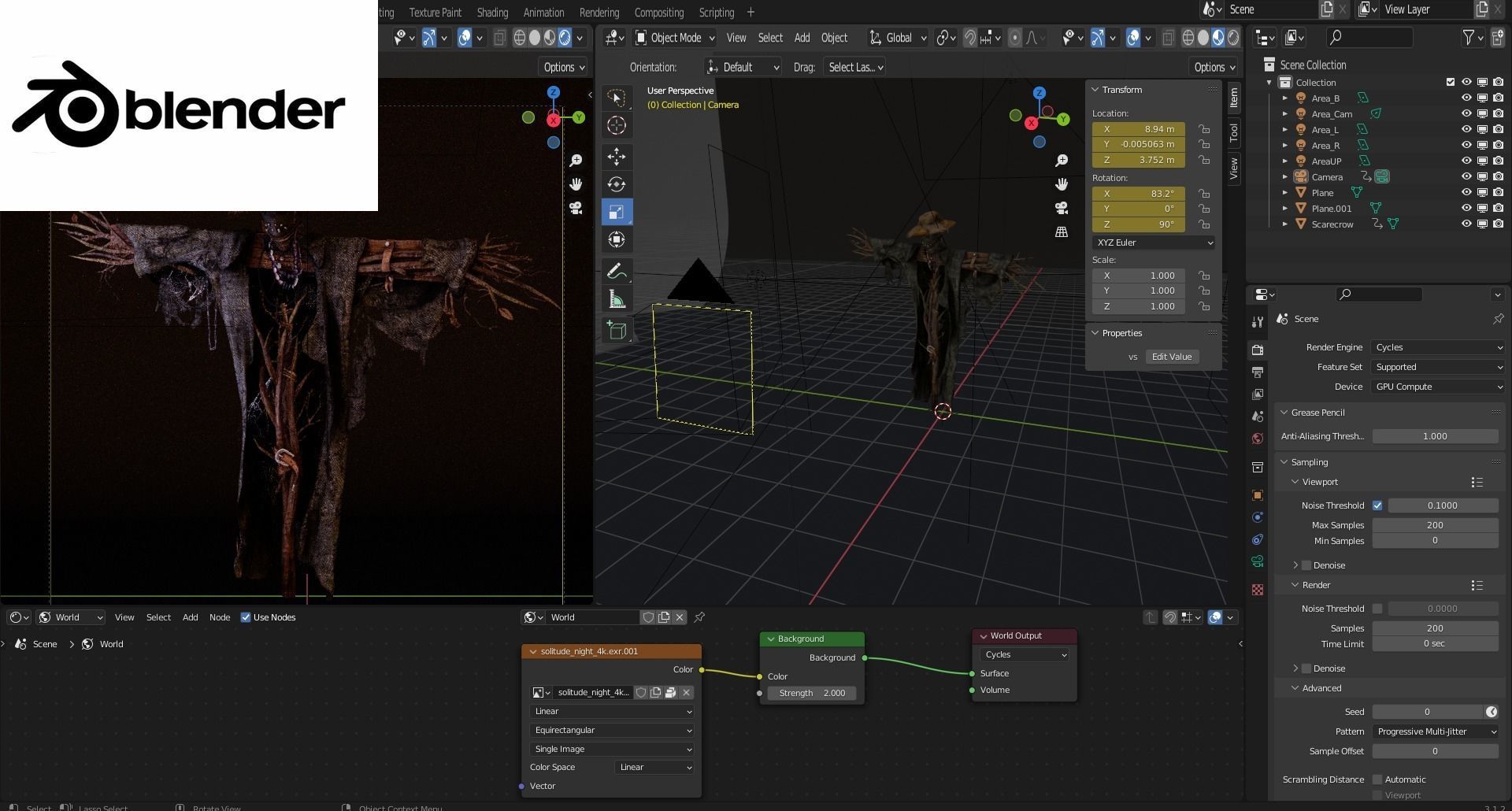 Scarecrow Low-poly 3D model_7