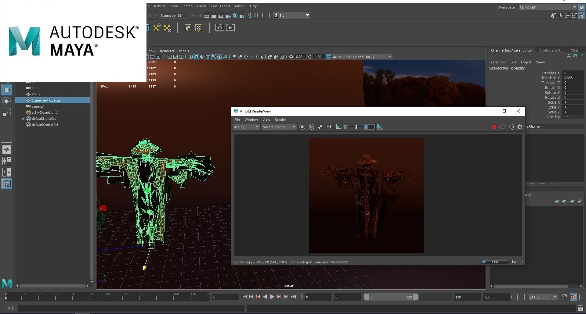 Scarecrow Low-poly 3D model_12