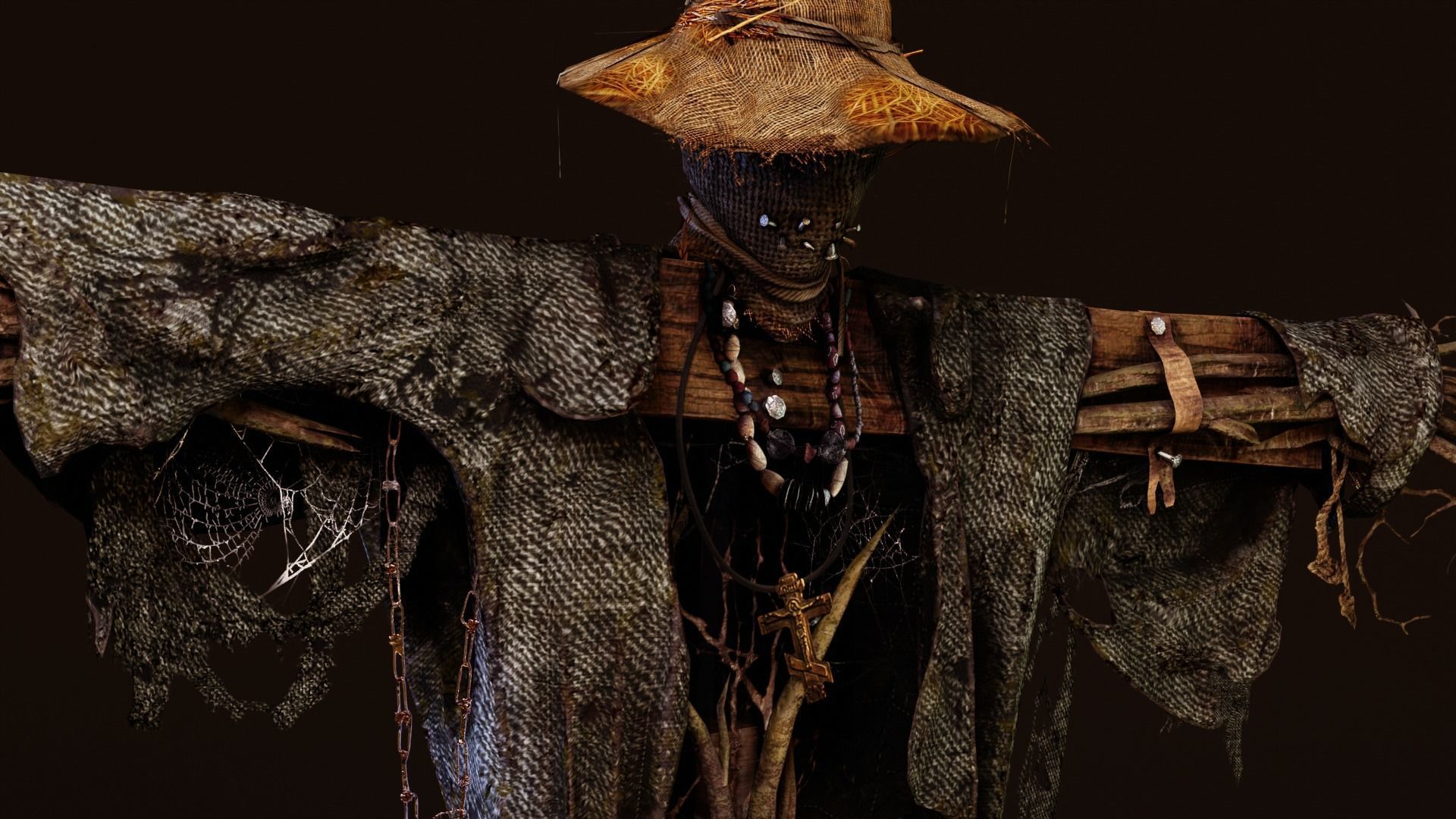 Scarecrow Low-poly 3D model_5