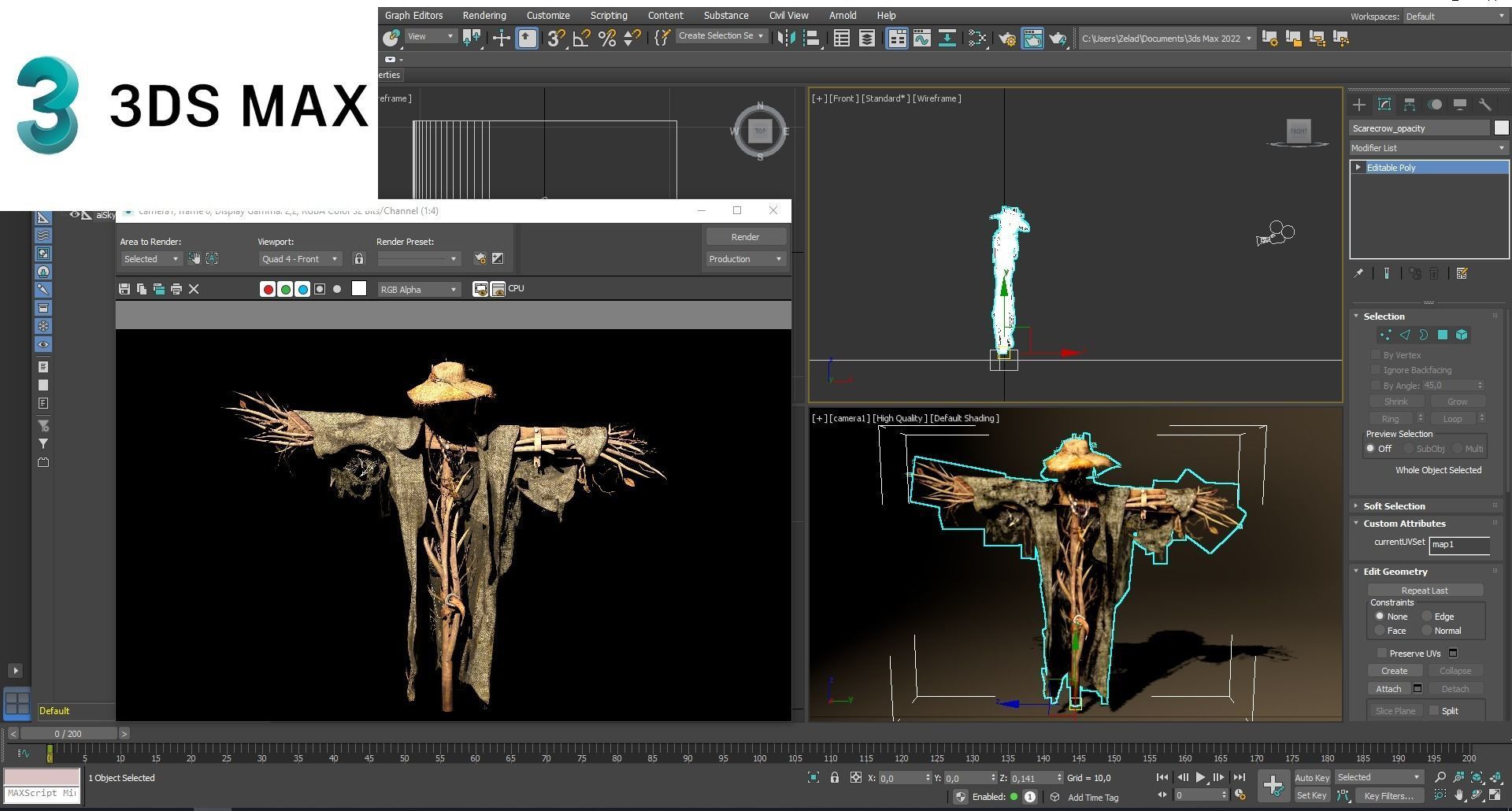 Scarecrow Low-poly 3D model_13