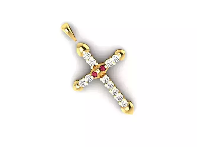 Solitaire Cross Pendants 3dm STL OBJ FBX Render Details
