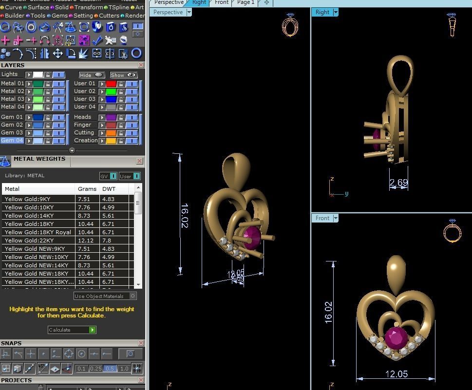 Solitaire Women Pendants 3dm STL OBJ FBX Render Details 3D print model_8