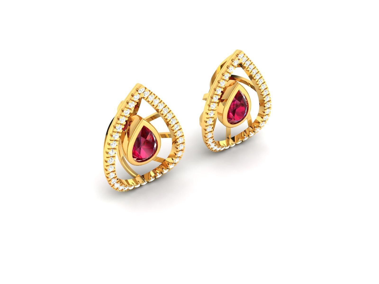 Women Pear Diamond Earring 3dm STL OBJ FBX Render Details 3D print model_6