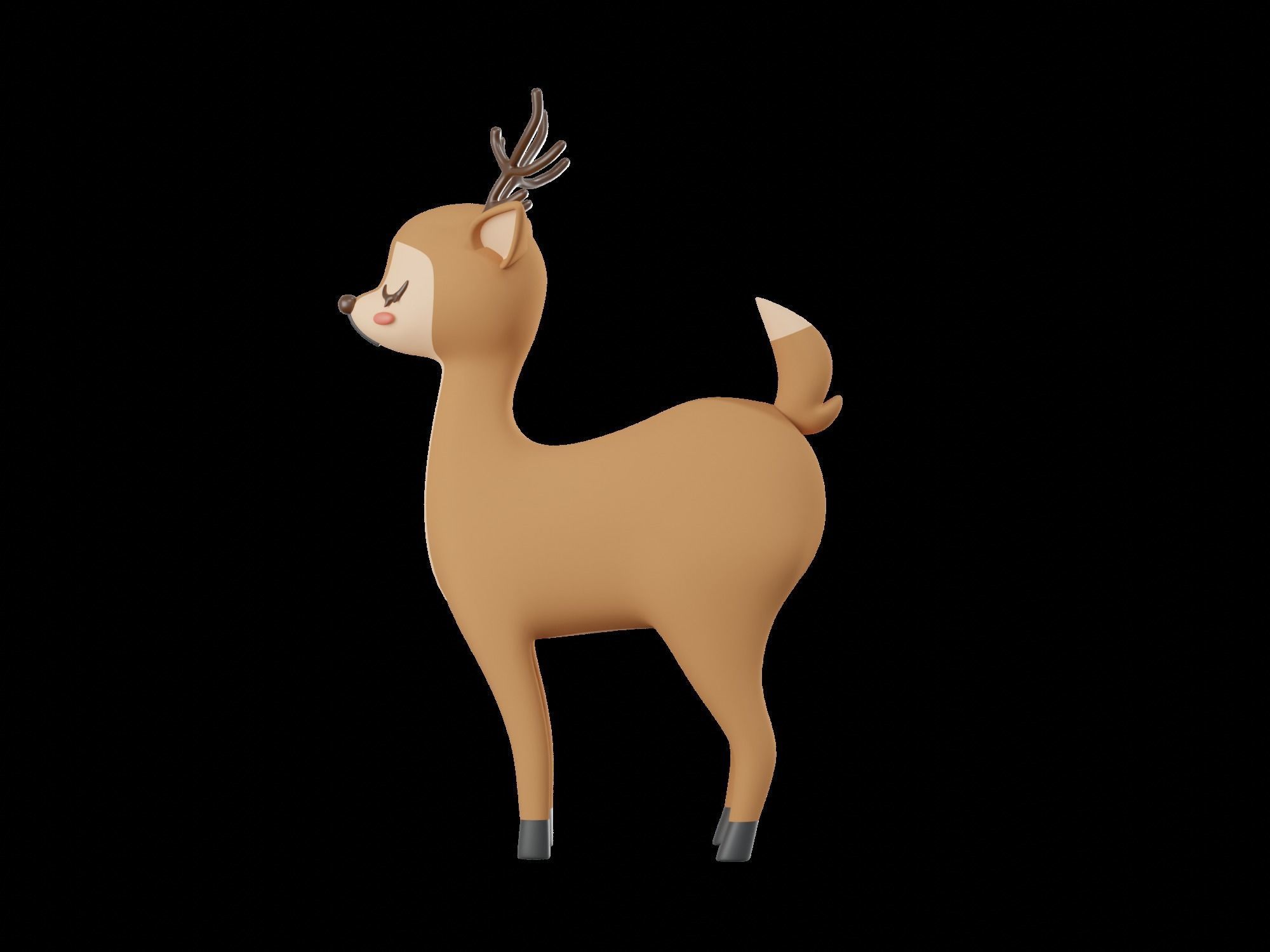 character Cartoon Deer 3D model_5