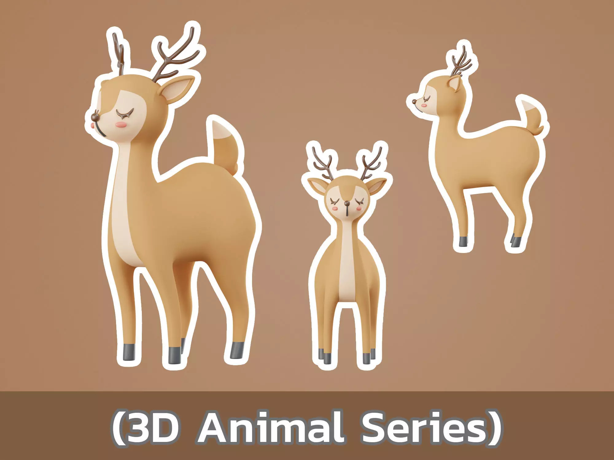 character Cartoon Deer 3D model_0