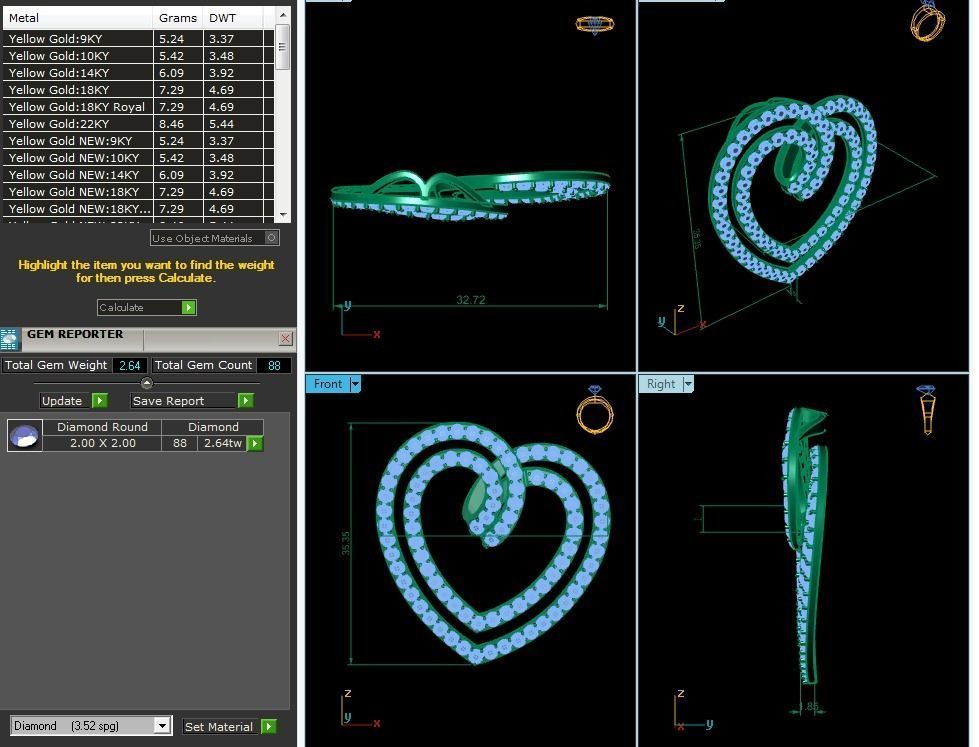 Solitaire Women Heart Pendants 3dm STL OBJ FBX Render Details 3D print model_6