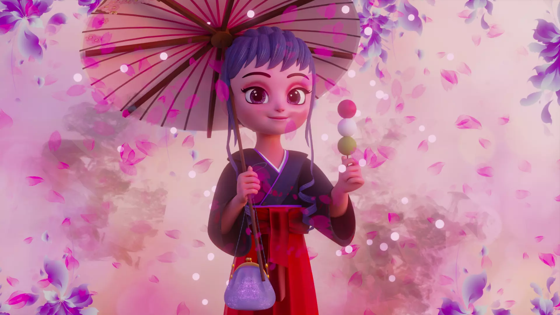 Kimono girl- FULLY RIGGED Low-poly 3D model