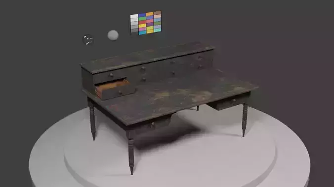 Rustic Atelier Table 3D model