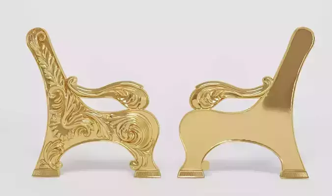 Armchair pair of ornate gold chairs