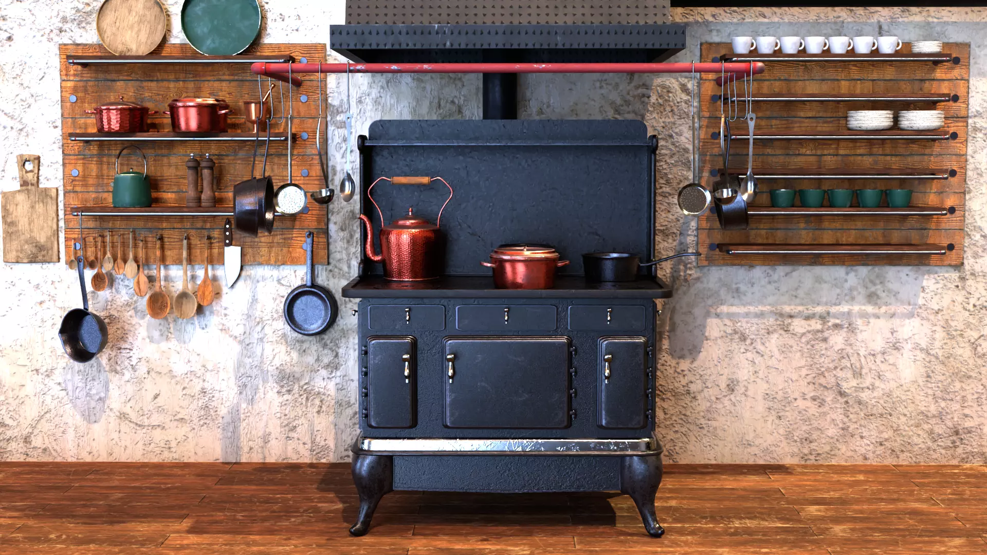 Vintage Range Oven Low-poly 3D model