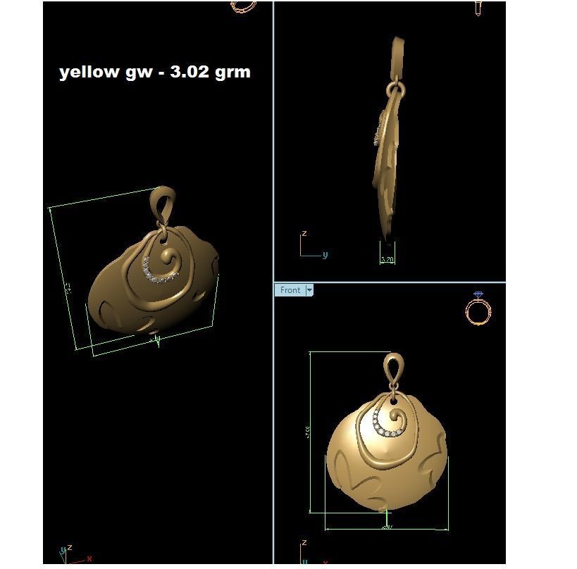 Solitaire Women Pendants 3dm STL OBJ FBX Render Details 3D print model_13