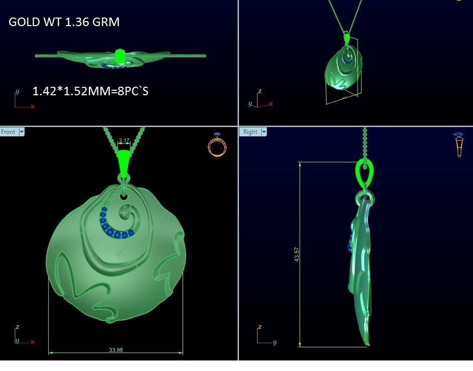 Solitaire Women Pendants 3dm STL OBJ FBX Render Details 3D print model_7