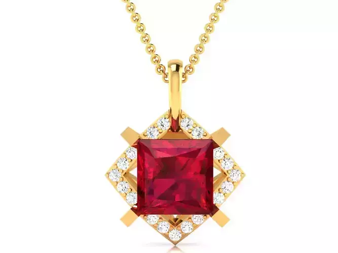 Solitaire Princess Stone Pendants 3dm STL OBJ FBX Render Details 3D print model