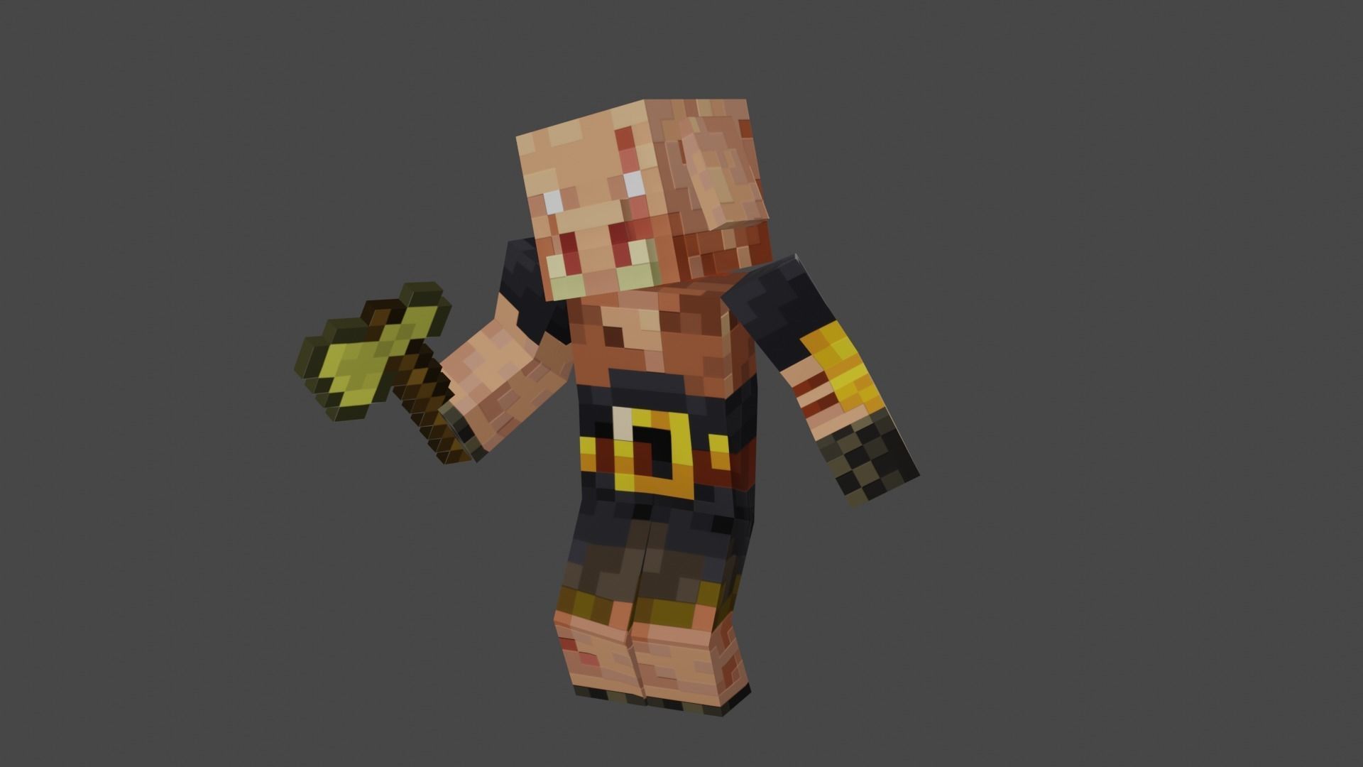 MINECRAFT PIGLIN 3D MODEL RIGGED ANIMATED Low-poly 3D model Low-poly 3D model_16