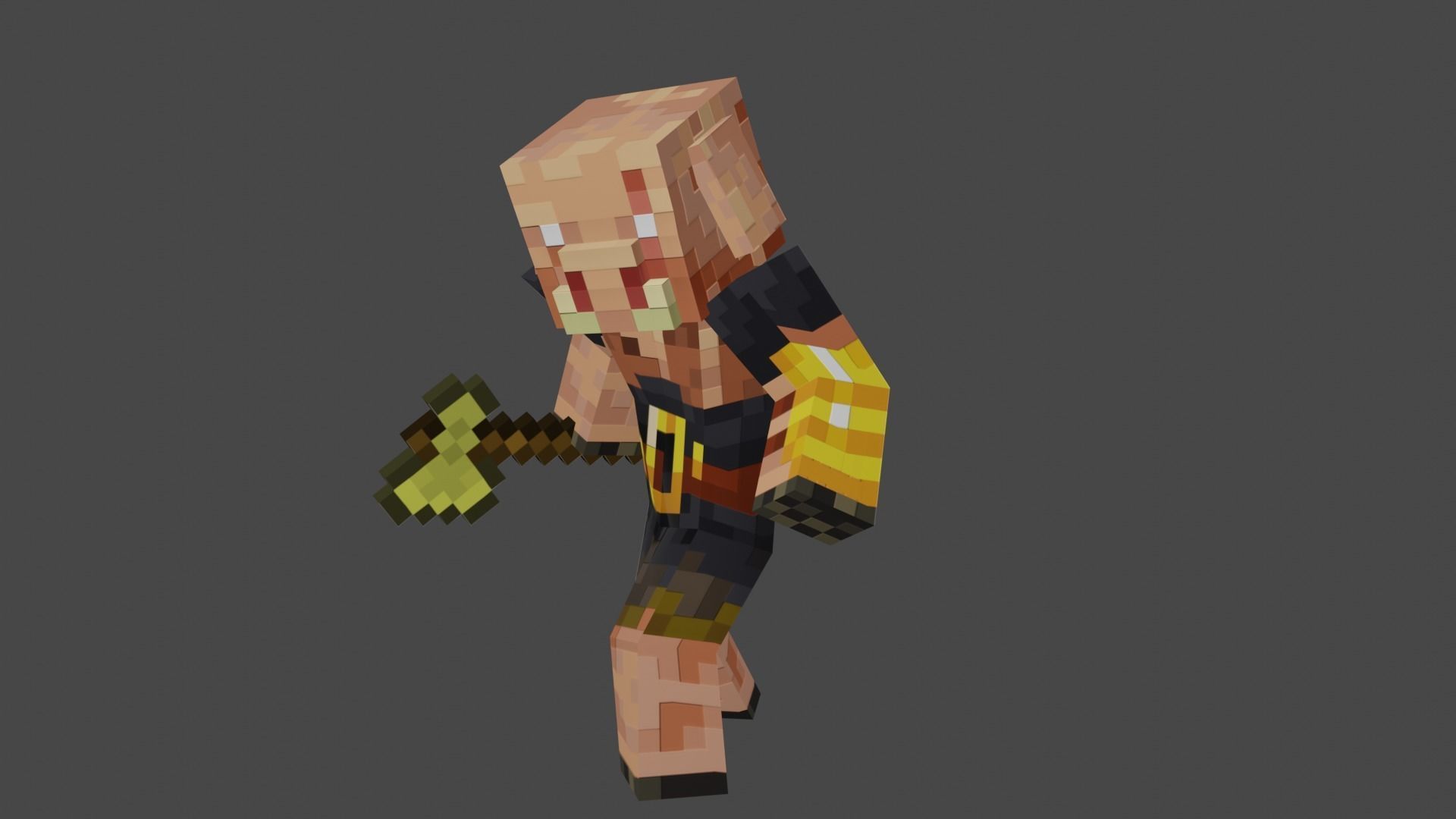 MINECRAFT PIGLIN 3D MODEL RIGGED ANIMATED Low-poly 3D model Low-poly 3D model_4