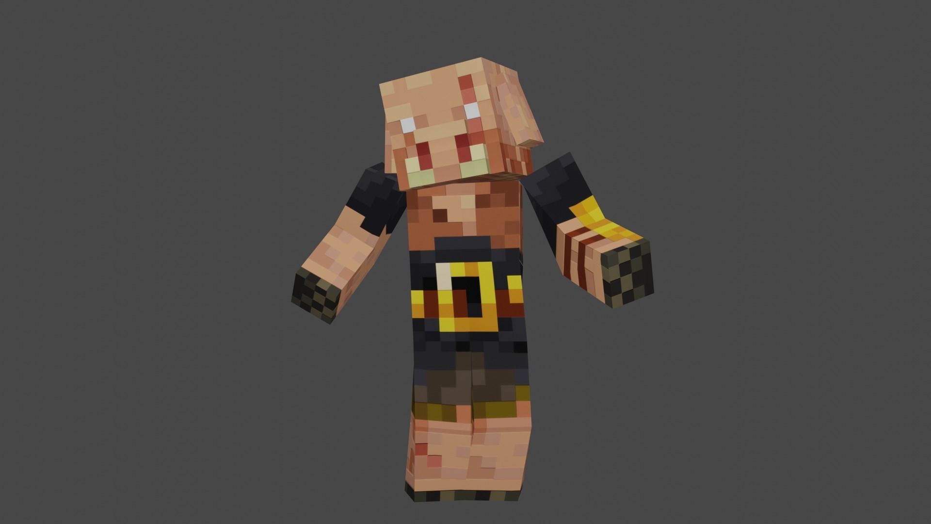 MINECRAFT PIGLIN 3D MODEL RIGGED ANIMATED Low-poly 3D model Low-poly 3D model_5
