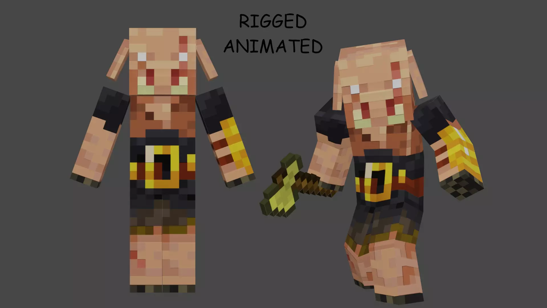 MINECRAFT PIGLIN 3D MODEL RIGGED ANIMATED Low-poly 3D model Low-poly 3D model_0