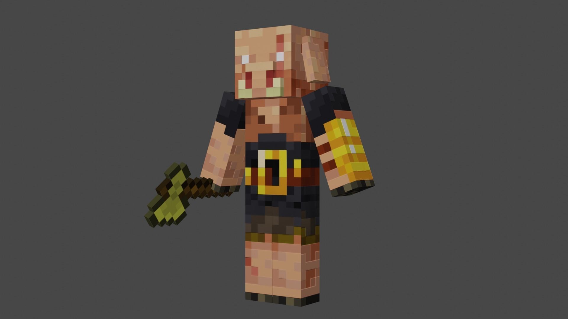 MINECRAFT PIGLIN 3D MODEL RIGGED ANIMATED Low-poly 3D model Low-poly 3D model_15