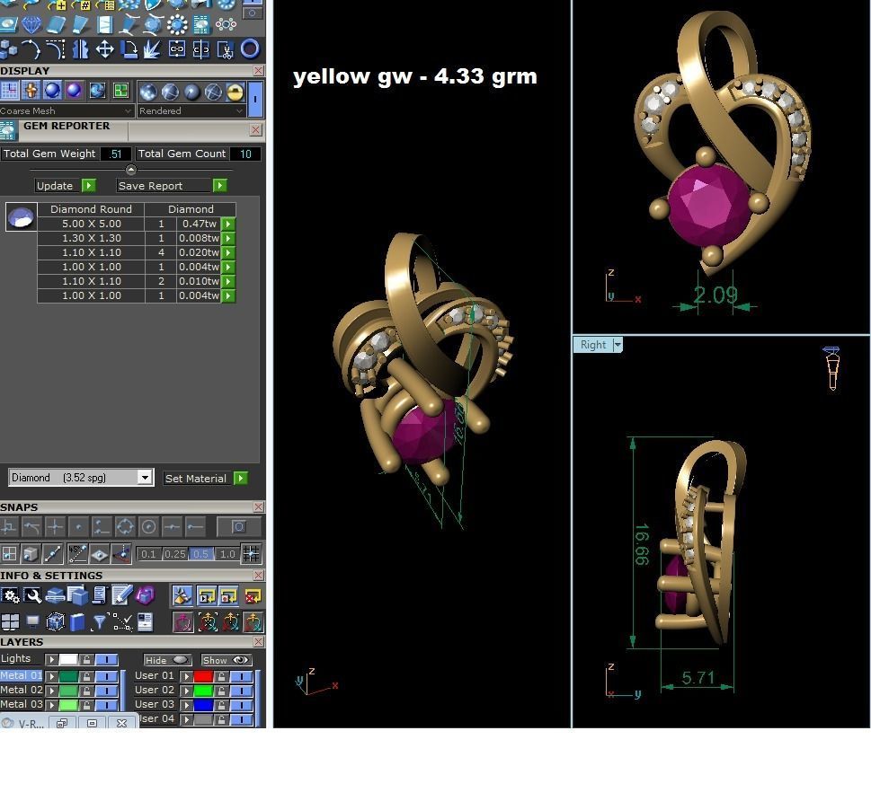 Solitaire Women Pendants 3dm STL OBJ FBX Render Details 3D print model_12