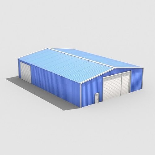 Warehouse metal building Free low-poly 3D model