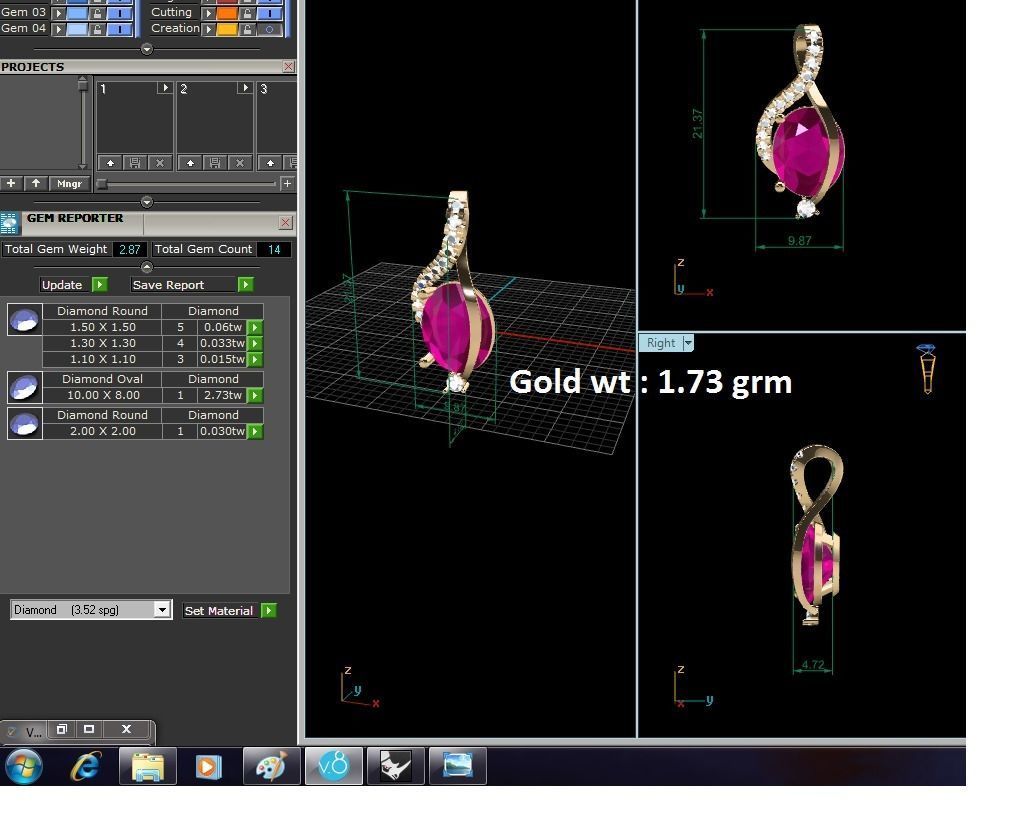 Oval Stone Pendants 3dm STL OBJ FBX Render Details 3D print model_7