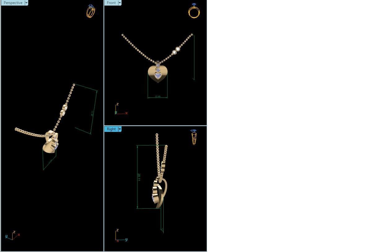 Solitaire Women Heart Pendants 3dm STL OBJ FBX Render Details 3D print model_9