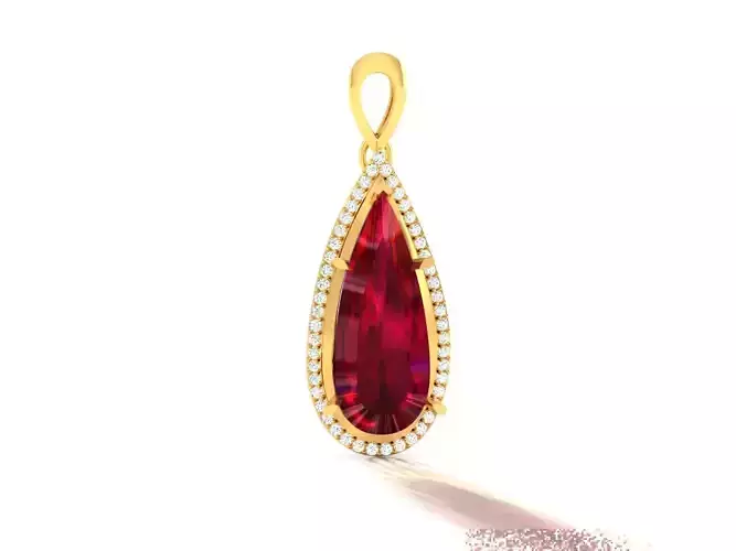Solitaire Pear Diamond Pendants 3dm STL OBJ FBX Render Details 3D print model