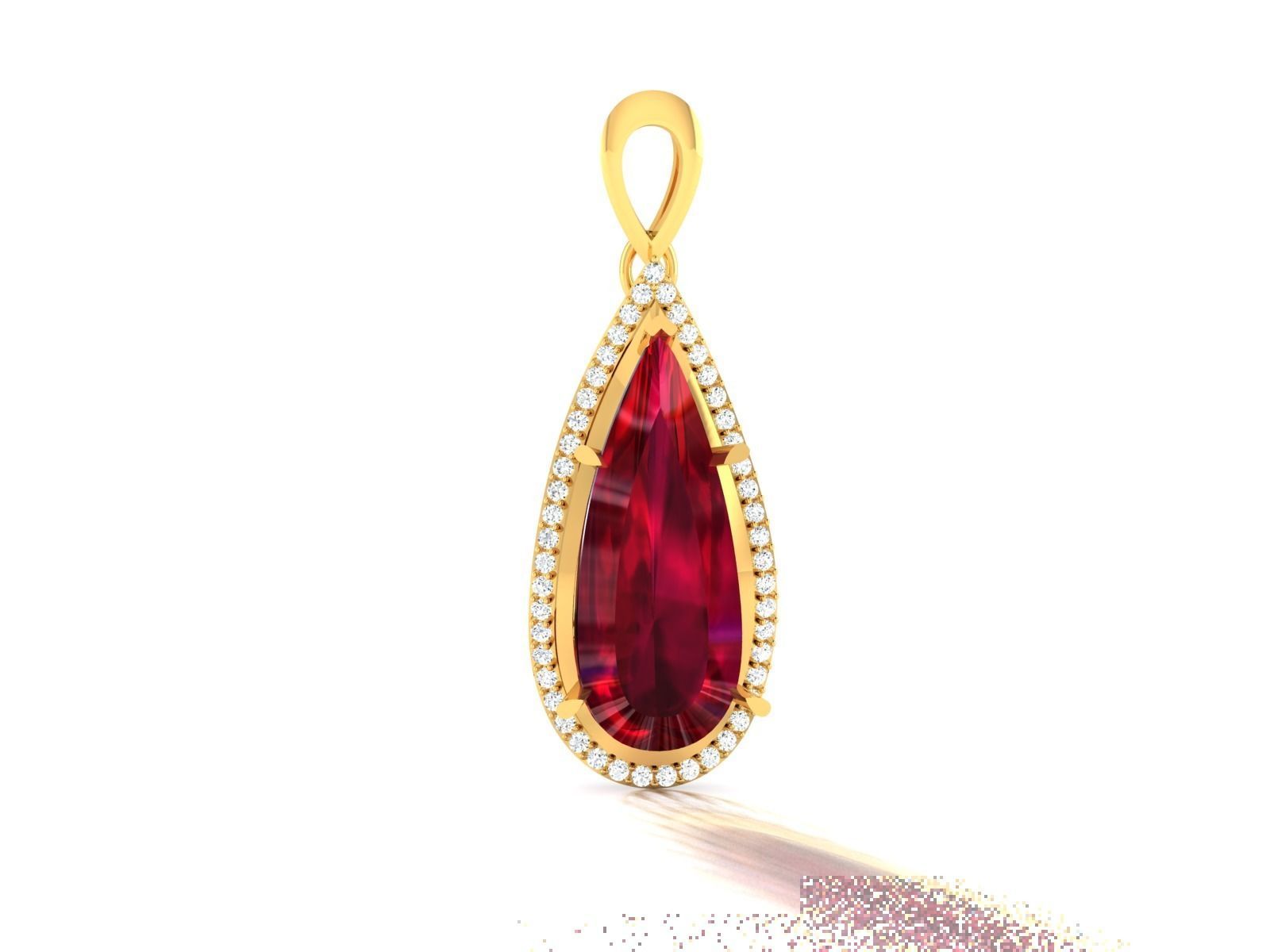 Solitaire Pear Diamond Pendants 3dm STL OBJ FBX Render Details 3D print model_3