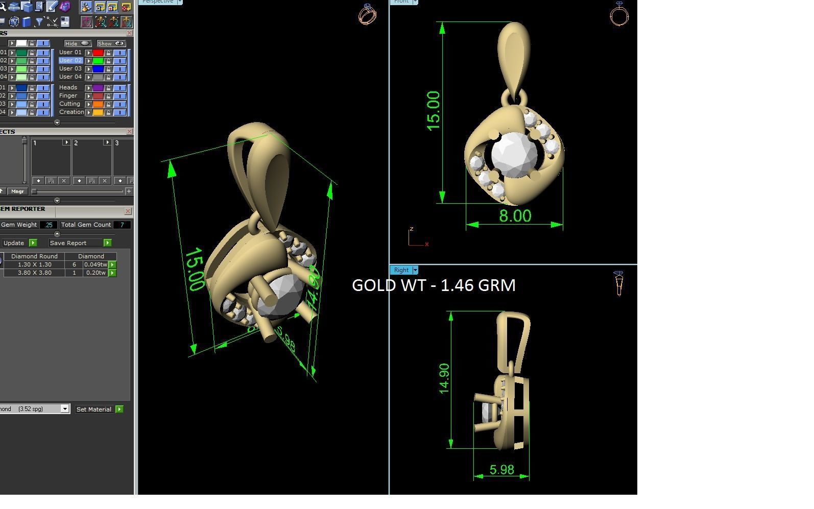 Solitaire Women Pendants 3dm STL OBJ FBX Render Details 3D print model_10