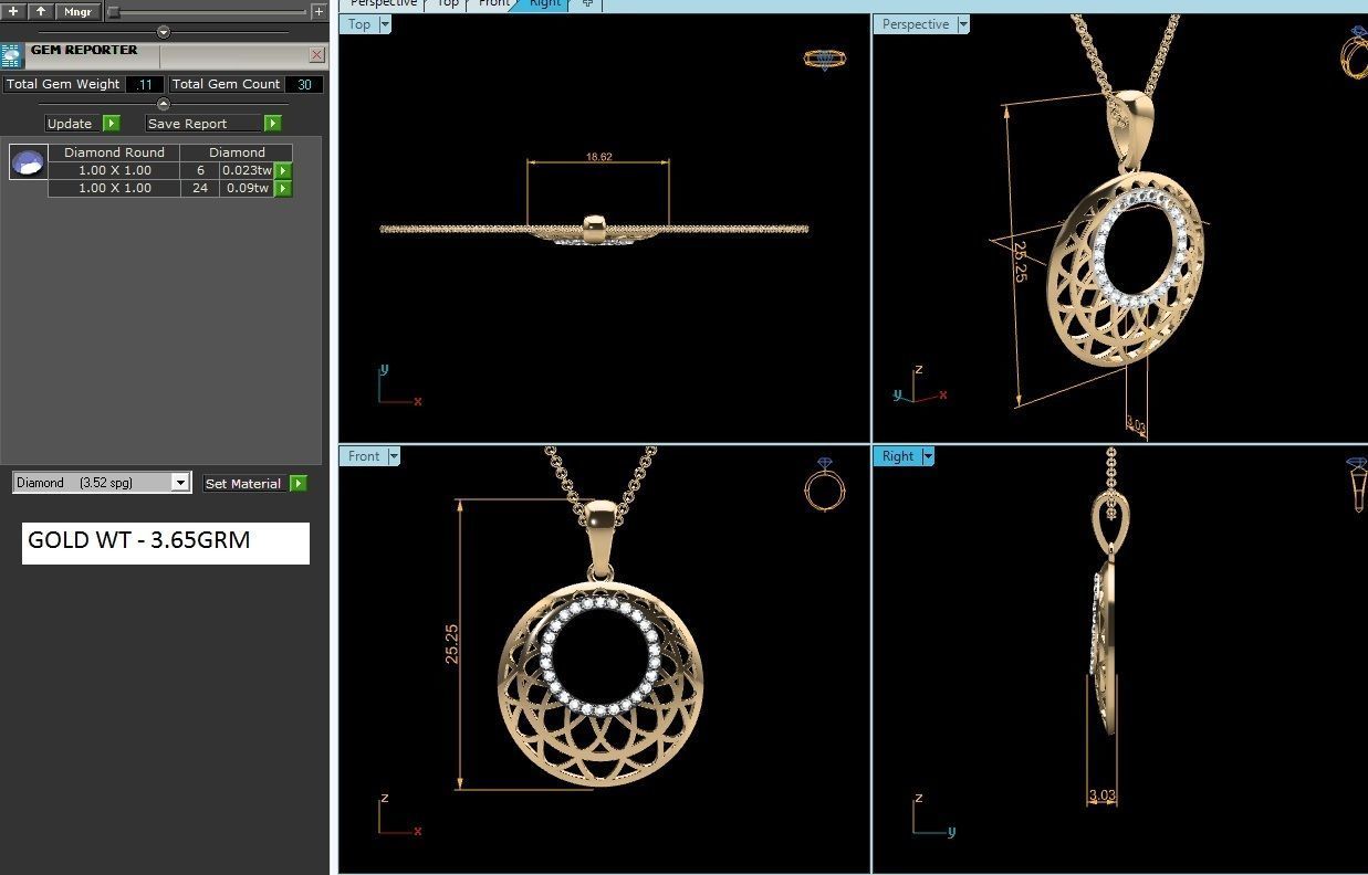 Solitaire Women Pendant 3DM STL OBJ FBX Render Details 3D print model_4