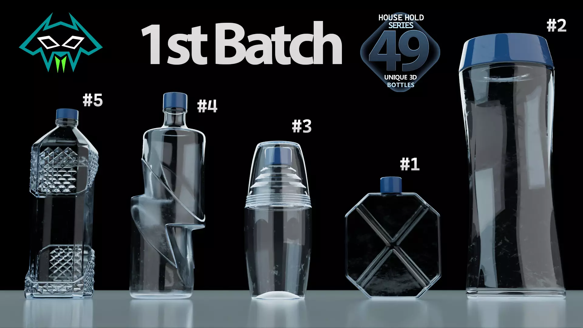 House Hold Series - 49 Unique 3D Bottles - 1st Batch Low-poly 3D model_0