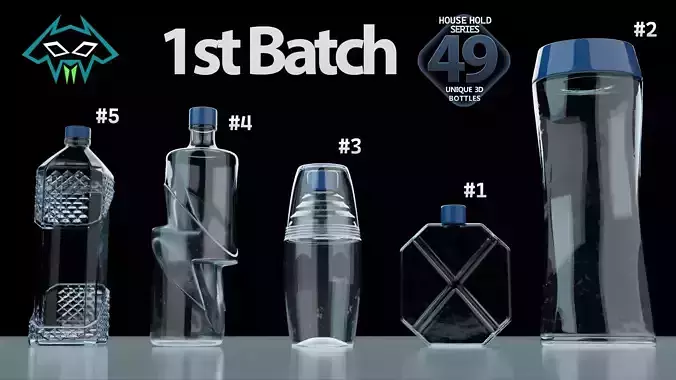 House Hold Series - 49 Unique 3D Bottles - 1st Batch Low-poly 3D model House Hold Series - 49 Unique 3D Bottles - 1st Batch Low-poly 3D model