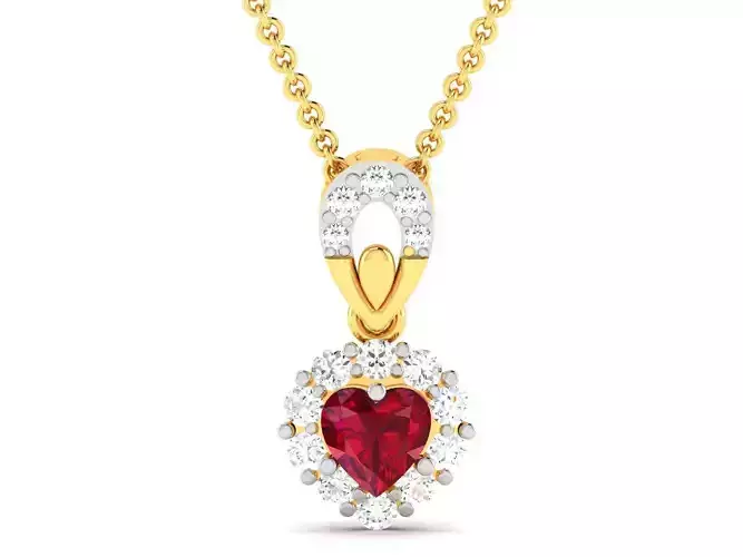 Solitaire Women Heart Pendant 3DM STL OBJ FBX Render Details
