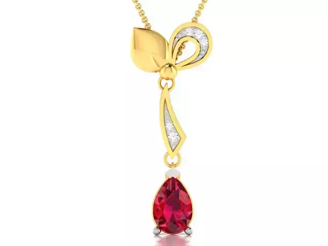 Solitaire Pear Diamond Pendant 3DM STL OBJ FBX Render Details 3D print model