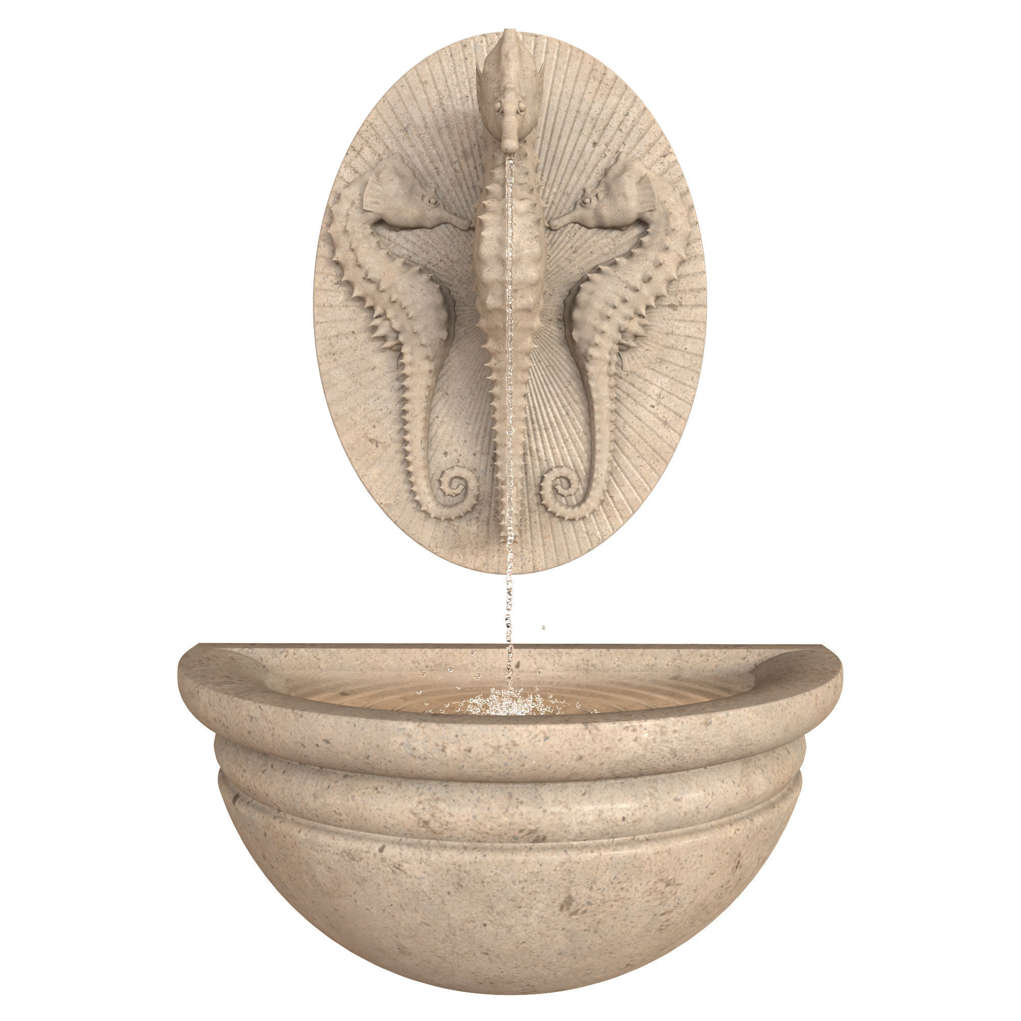 Seahorse Wall Fountain Water Feature 3D model_1