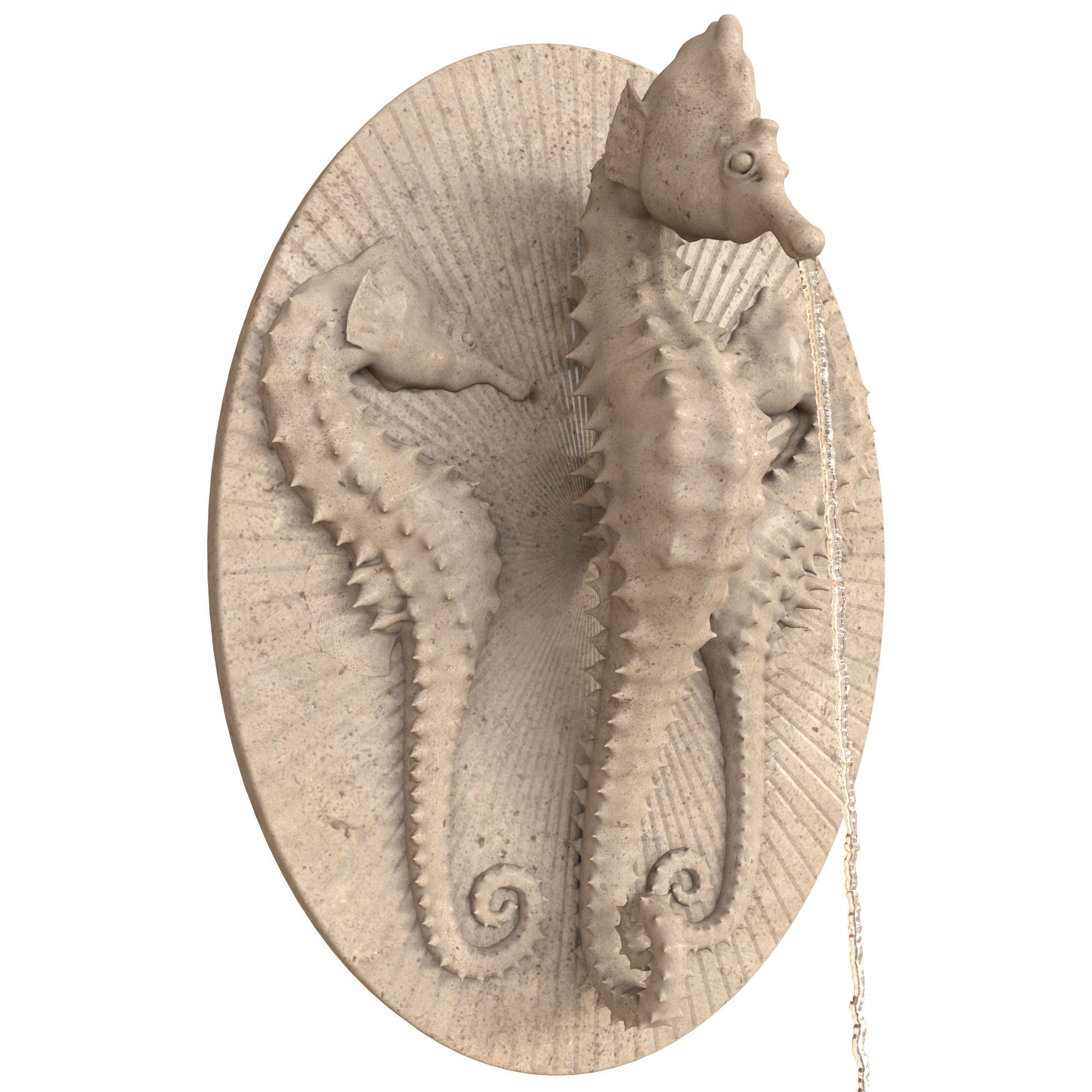 Seahorse Wall Fountain Water Feature 3D model_2