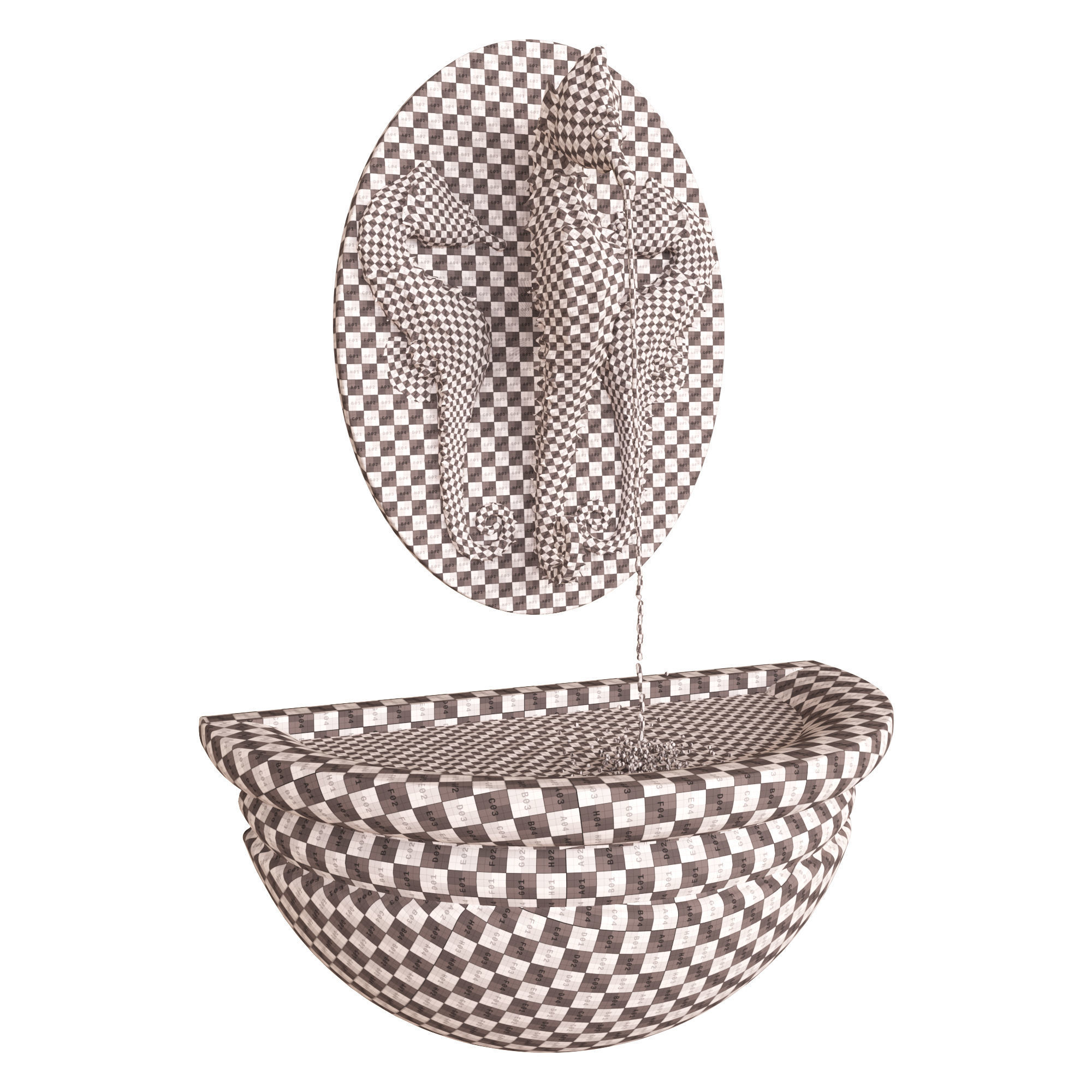 Seahorse Wall Fountain Water Feature 3D model_6