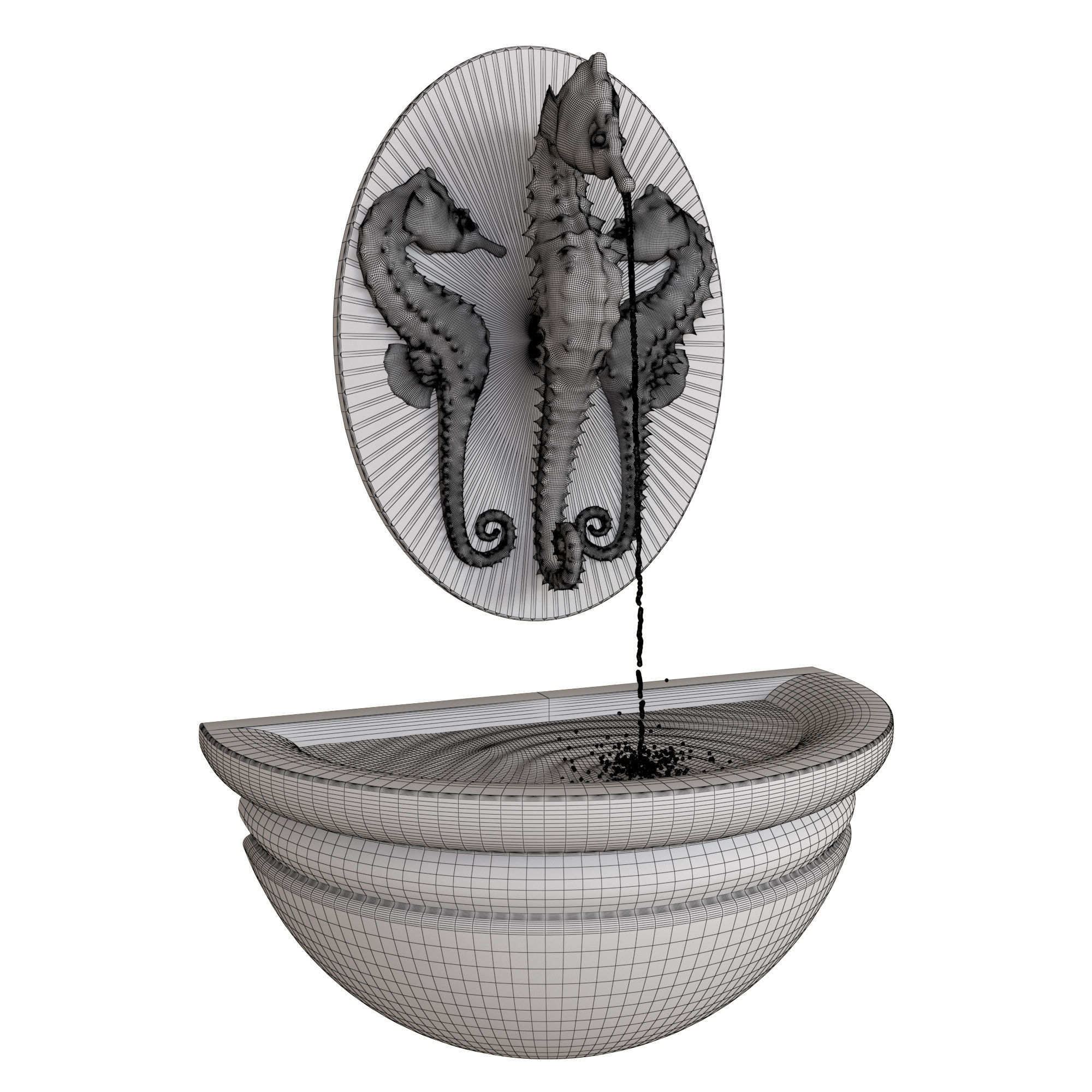 Seahorse Wall Fountain Water Feature 3D model_5